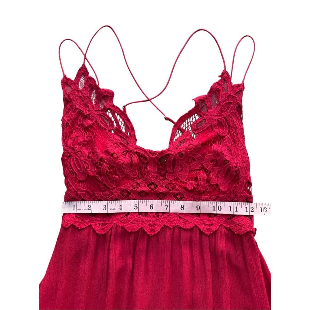 Free People Adella Slip Red Lace Dress Size M - Picture 13 of 13